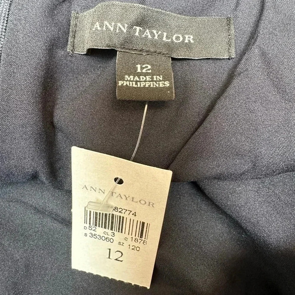 Ann Taylor Dark Navy White Tweed Vertical Stripe Pencil Skirt Size 12 Large NWT - Picture 8 of 11